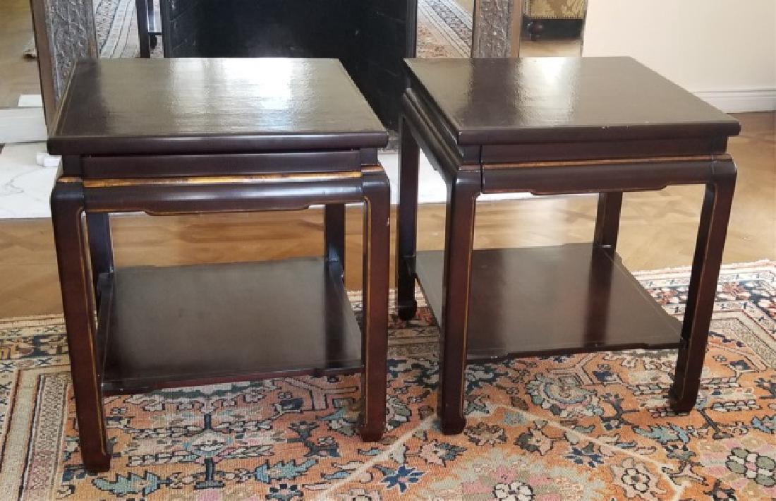 Pair Contemporary Chinese Style Wood End Tables (1 of 7)