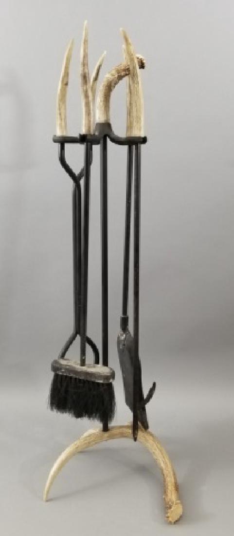 Deer Horn Antler Iron Fireplace Tool 5-Piece Set (1 of 8)