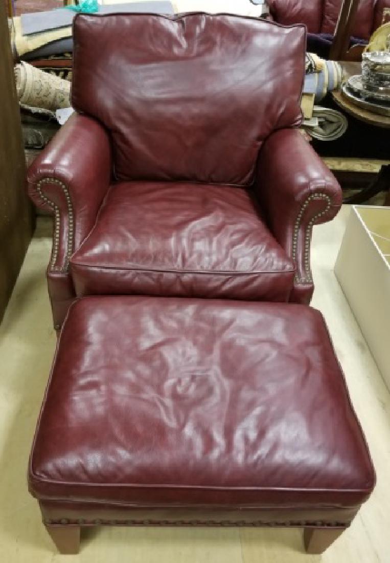 Contemporary Traditional Oxblood Red Leather Chair (1 of 9)