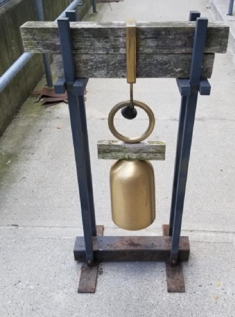 Modern Asian Cast Iron Bell on Wood & Iron Stand (1 of 9)