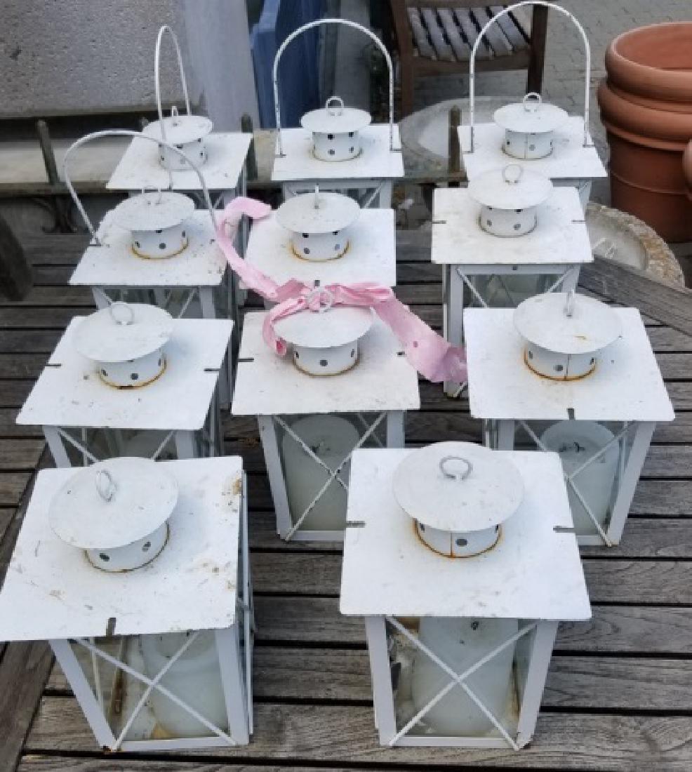 White Metal and Glass Lanterns for Large Candles (1 of 5)