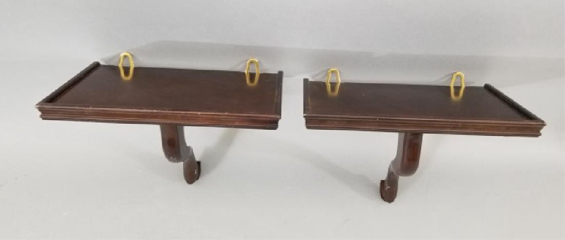 Pair Wall Mount Mahogany Bracket Display Shelves (1 of 6)