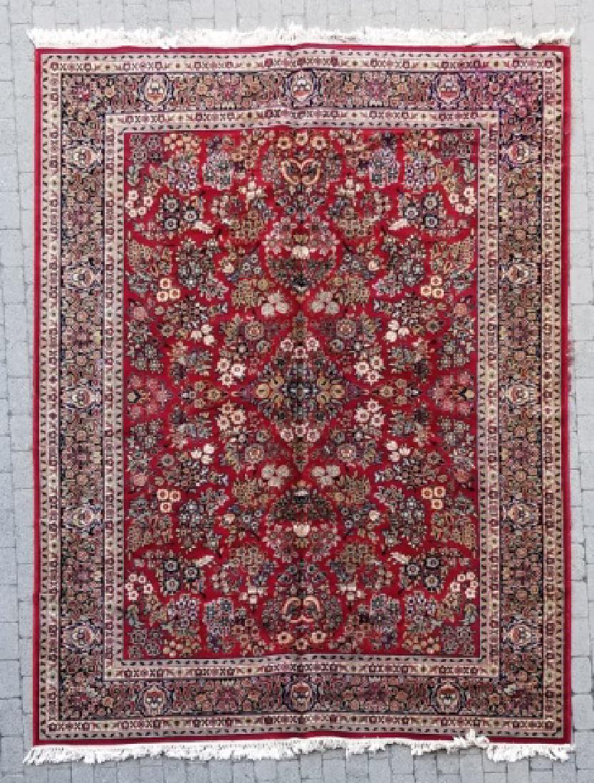 Red & Navy Oriental Rug with Border Design (1 of 7)