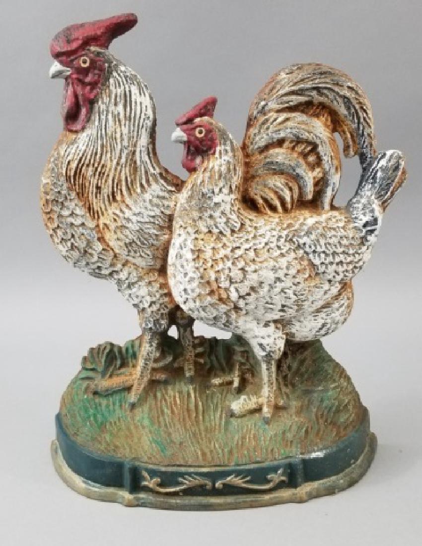 Vintage Cast Iron Doorstop Featuring White Rooster (1 of 7)