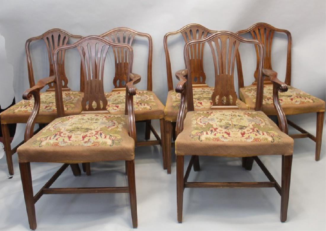 6 Antique Sheraton Style Dining Chairs w Tapestry (1 of 9)