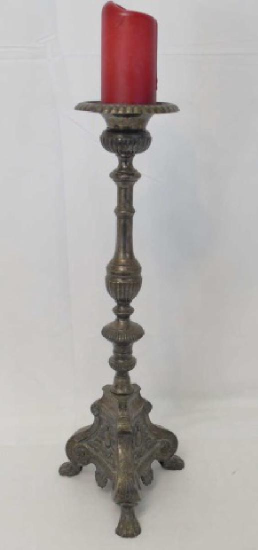 Antique Italian Baroque Style Altar Candlestick: Antique Italian Baroque Style Altar Candlestick. Catholic Church altar pricket candlestick. Measures 22 inches in height.