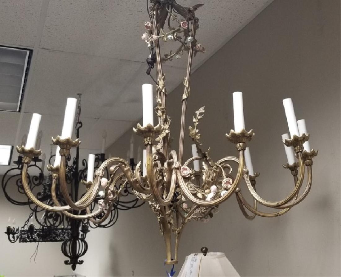 Bronze 12-Light Chandelier with Rose Vines (1 of 6)