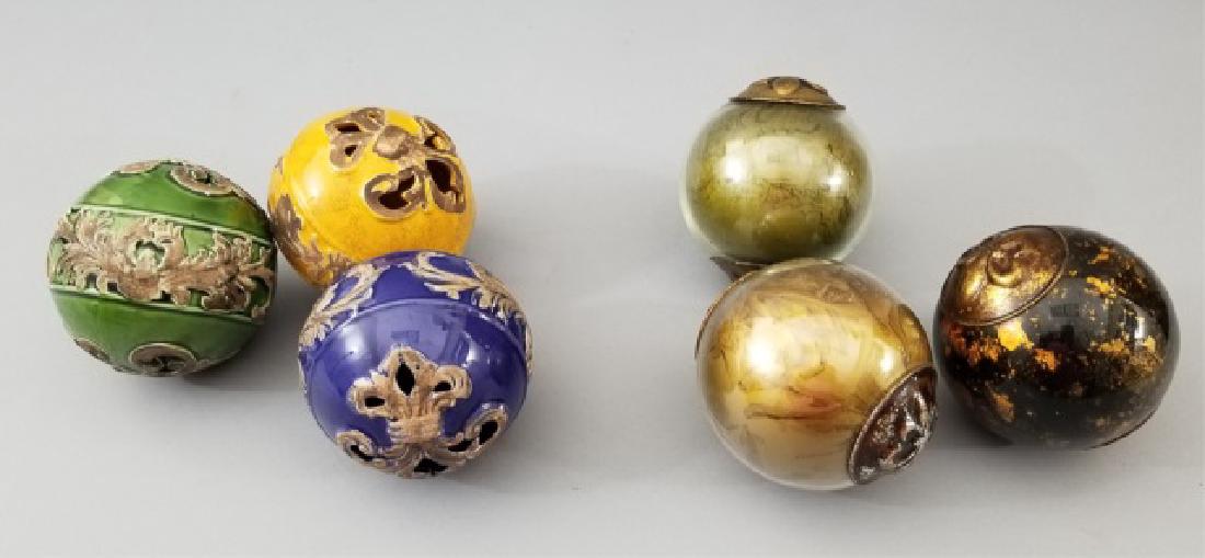 6 Ceramic Fleur-de-Lis Decorative Painted Orbs (1 of 9)