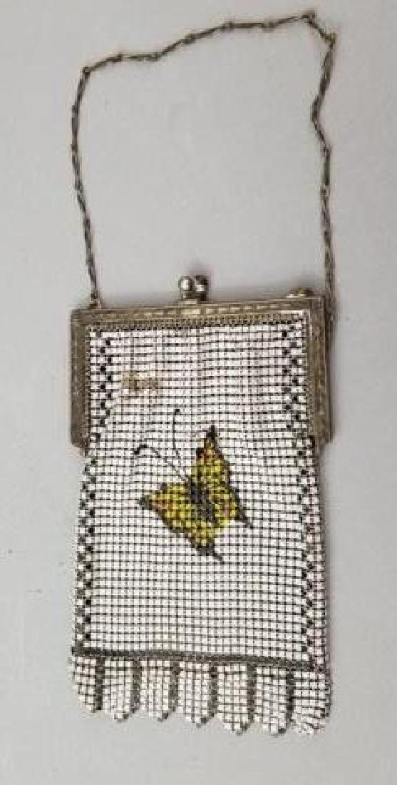 Antique Silver Mesh Butterfly Purse with Enamel (1 of 8)