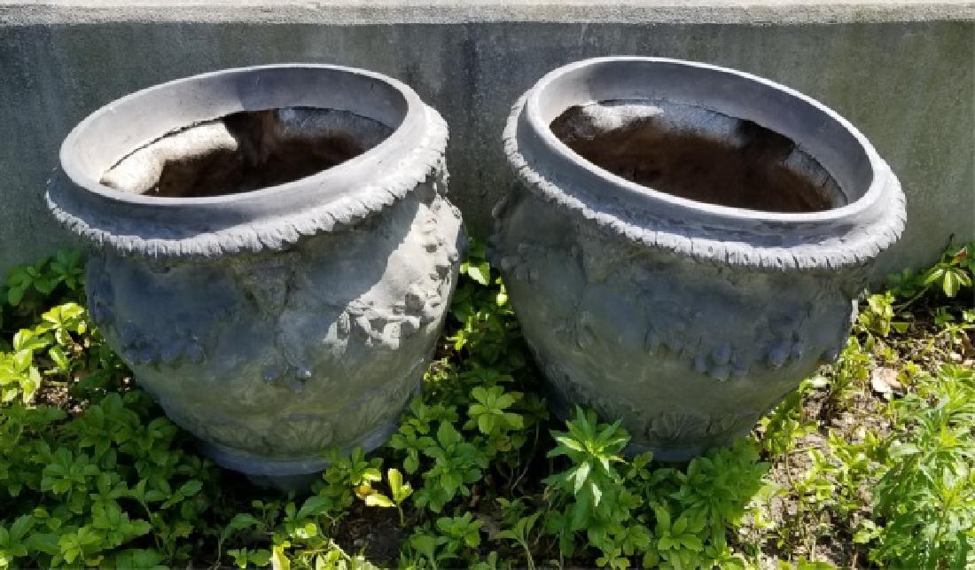Pr Large Stone-look Fiberglass Garden Planter Pots (1 of 5)