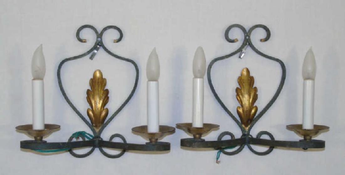 Pair of Empire Style Sconces Gilded Leaf Detail (1 of 3)