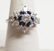Estate 18k White Gold 1 Ct Diamond & Sapphire Ring