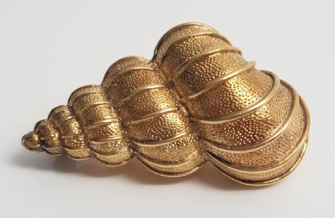 Estate Tiffany & Co 18kt Yellow Gold Shell Brooch (1 of 10)