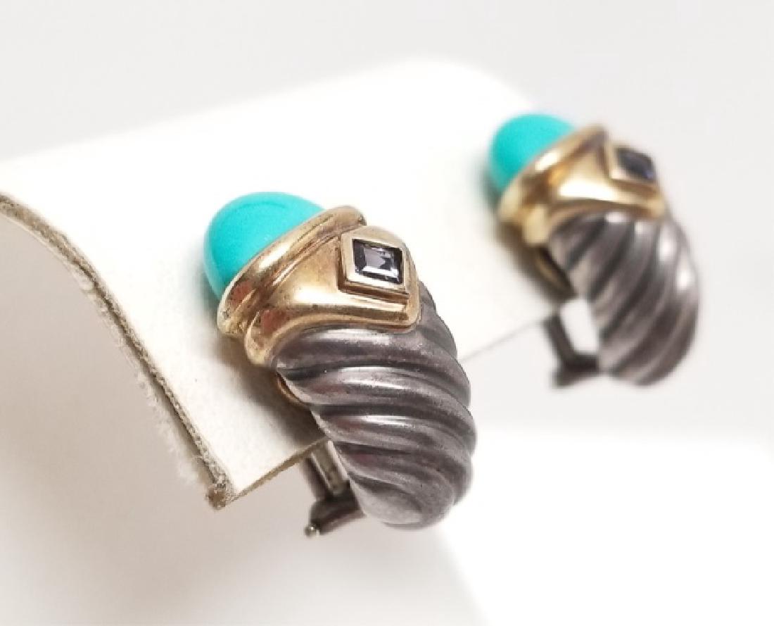 David Yurman 14kt Gold Sterling Turquoise Earrings (1 of 5)