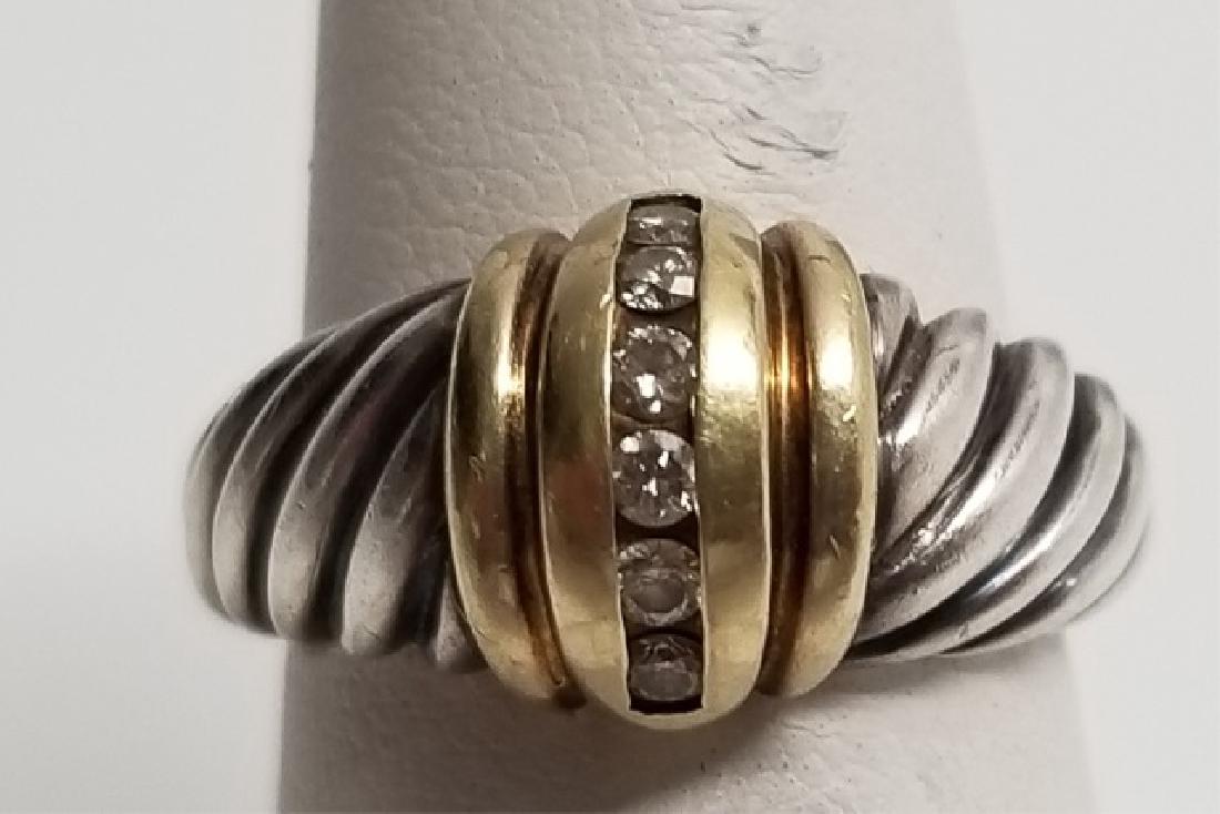 David Yurman 14kt Gold Sterling Cable Diamond Ring (1 of 8)