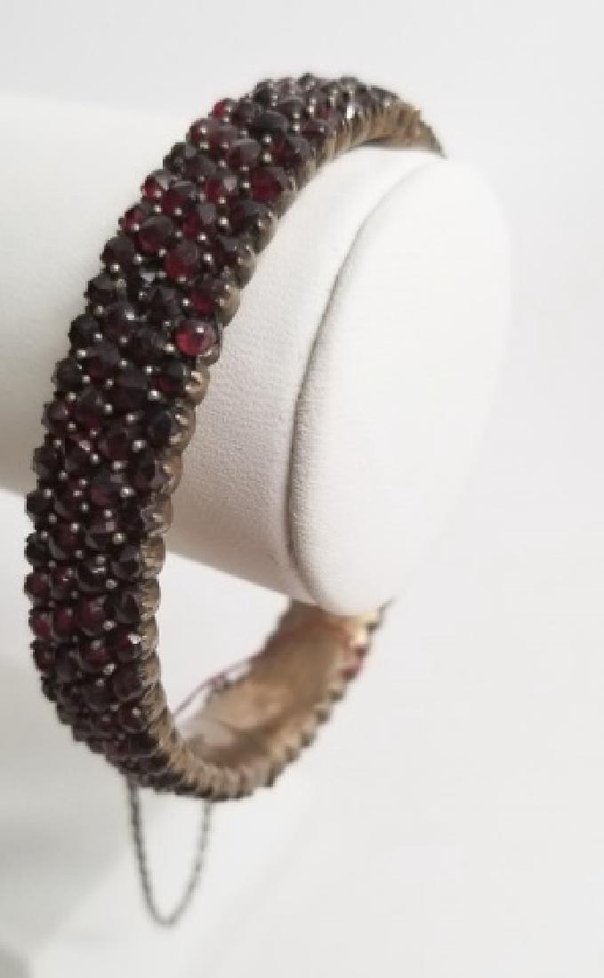 Antique Victorian Rose Cut Garnet Bangle Bracelet (1 of 7)