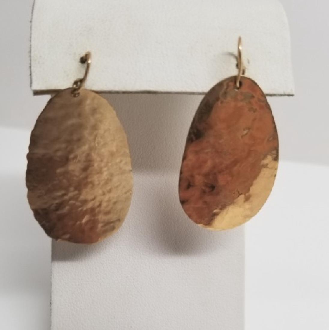 Hand Hammered 14kt Yellow Gold Drop Earrings (1 of 5)