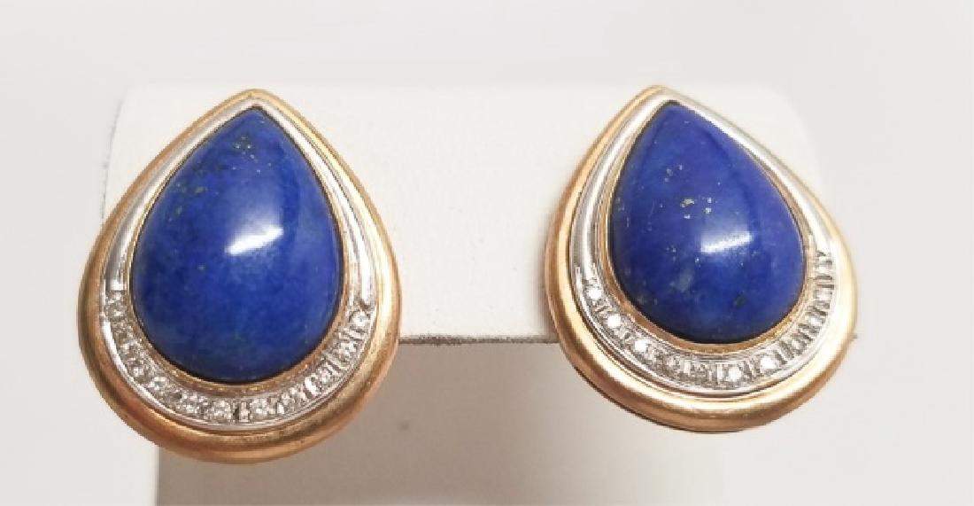 Estate Lapis Lazuli Diamond & 14kt Gold Earrings (1 of 4)