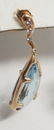 Estate Pair Blue Topaz & Diamond 14k Gold Earrings - 2