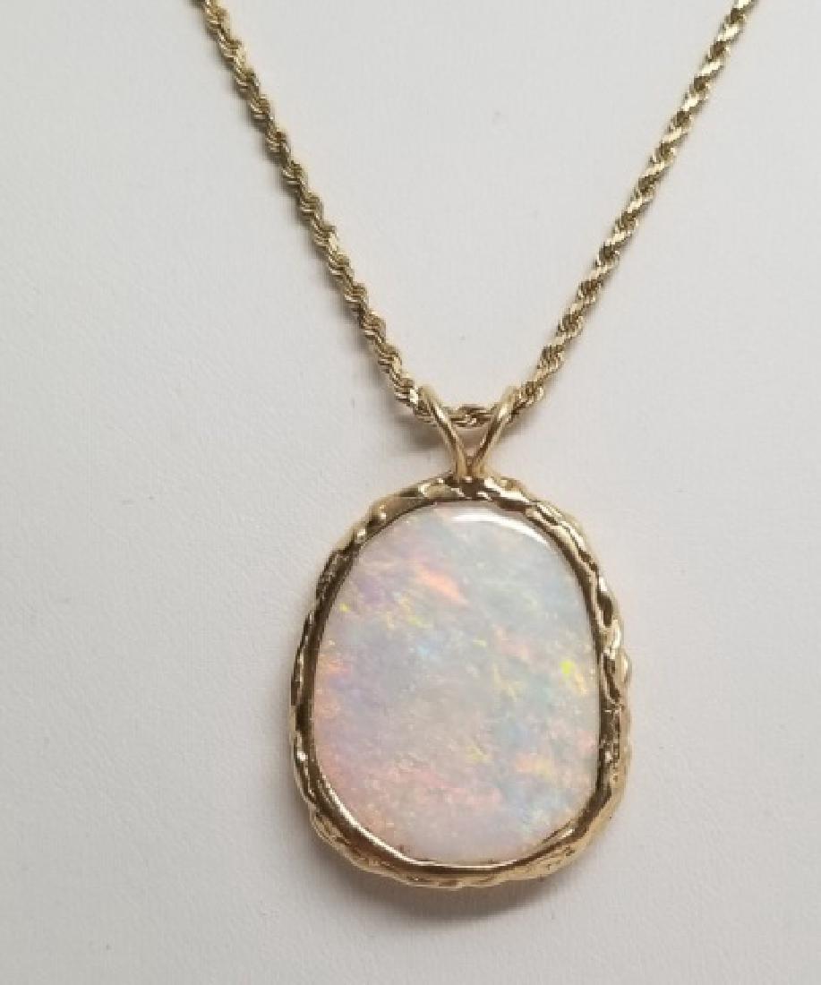 Estate Large Opal Pendant & 14k Gold Necklace (1 of 6)