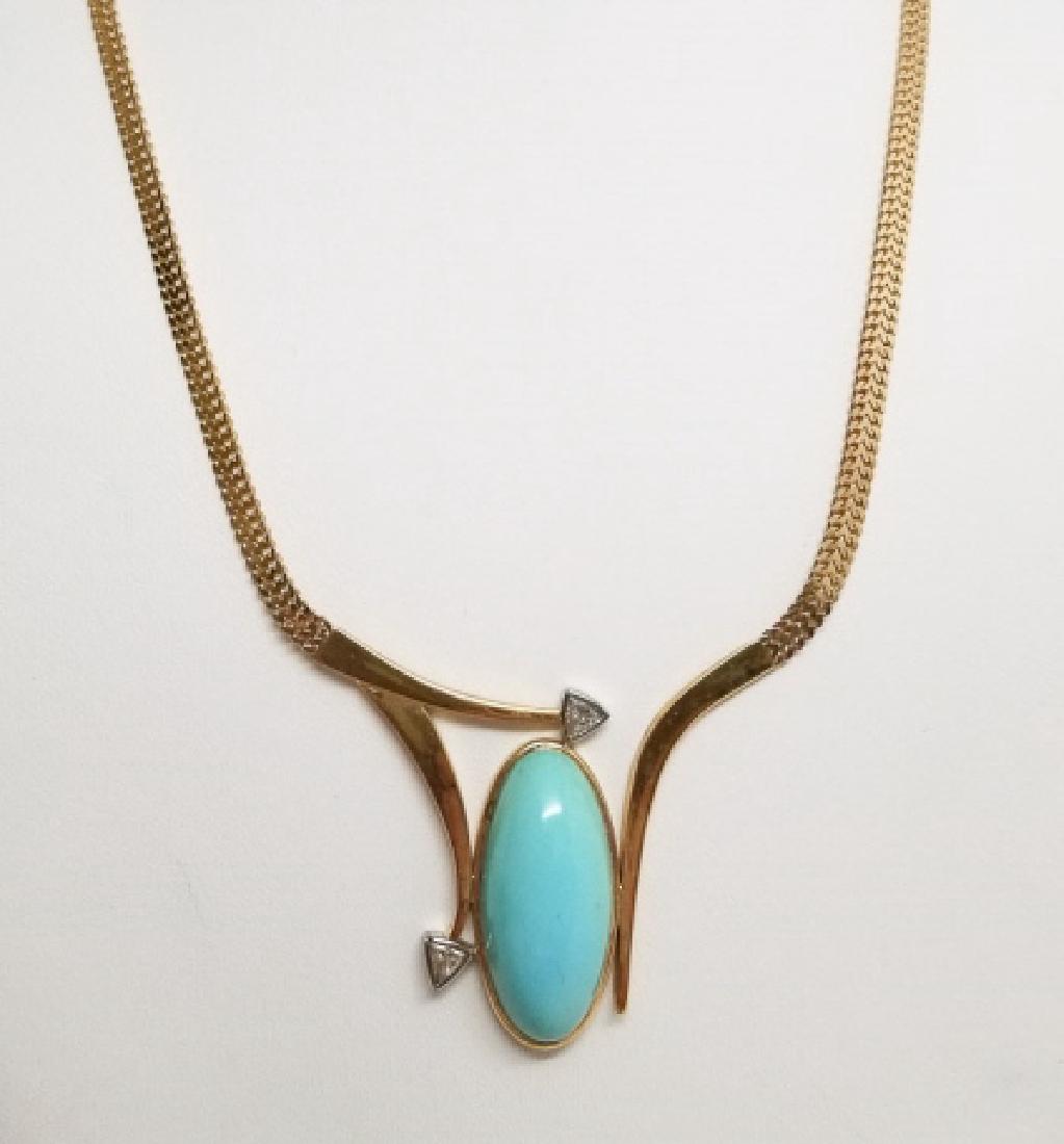 Platinum 14kt & 18kt Diamond Turquoise Necklace (1 of 10)