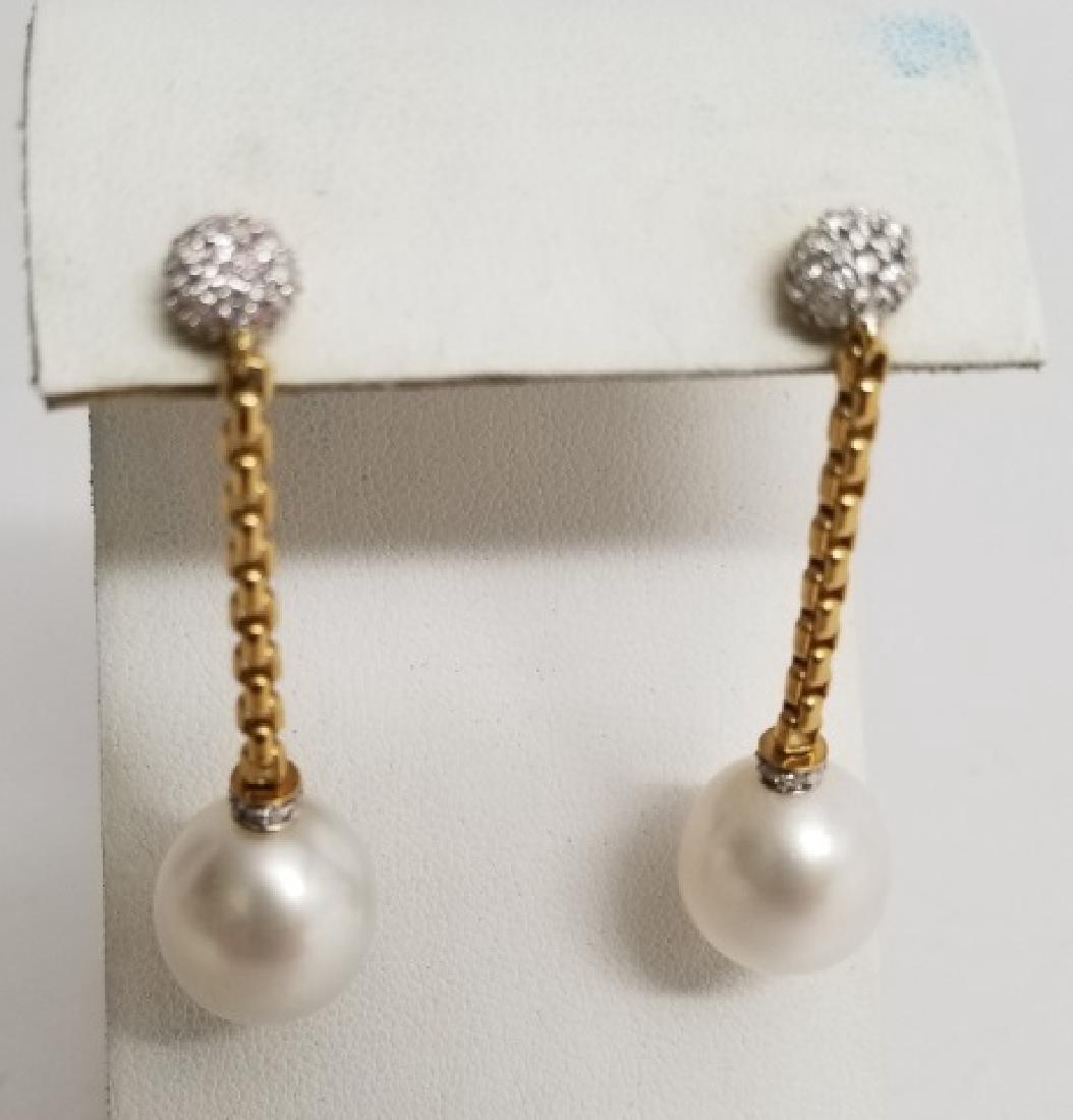 David Yurman 18kt Yellow Gold Diamond Pearl Earrings (1 of 9)