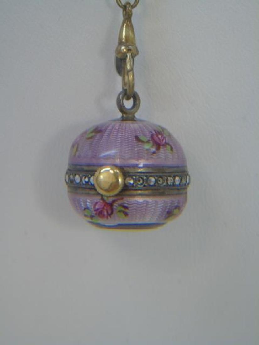 Antique Guilloche Enamel Chain & Watch Pendant (1 of 6)