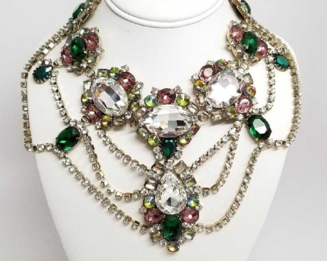 Large Vintage Rhinestone Crystal Costume Necklace (1 of 6)