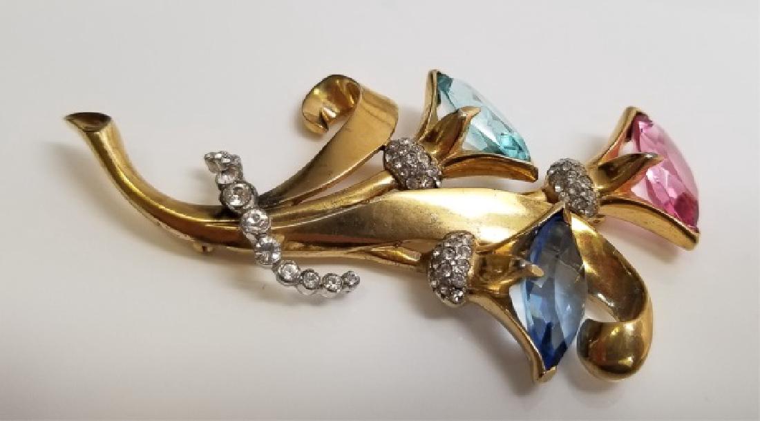 Retro Flower Brooch wMulticolor Paste Set Stones (1 of 8)