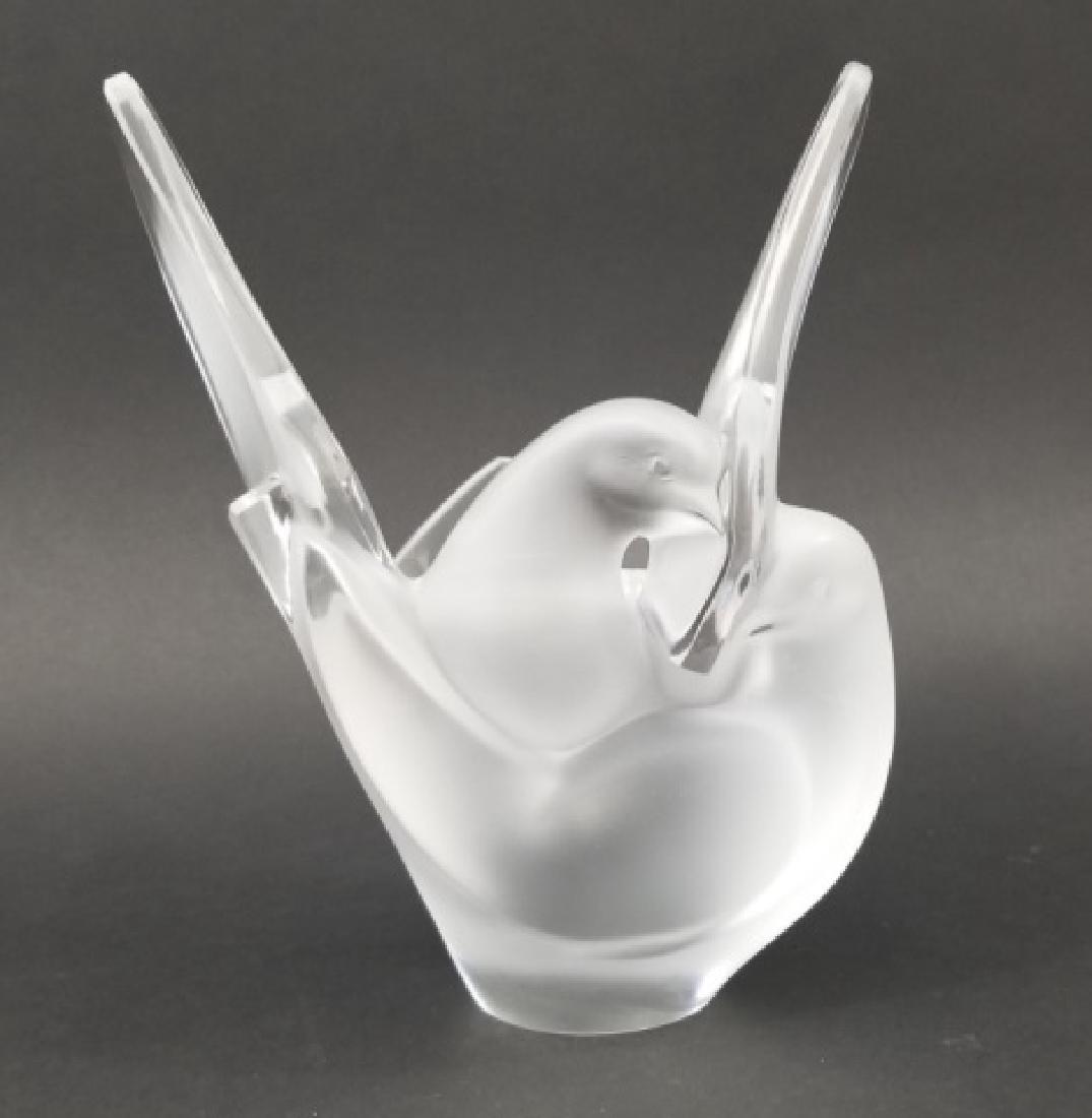 Lalique French Art Glass Double Bird Vase w Insert (1 of 8)