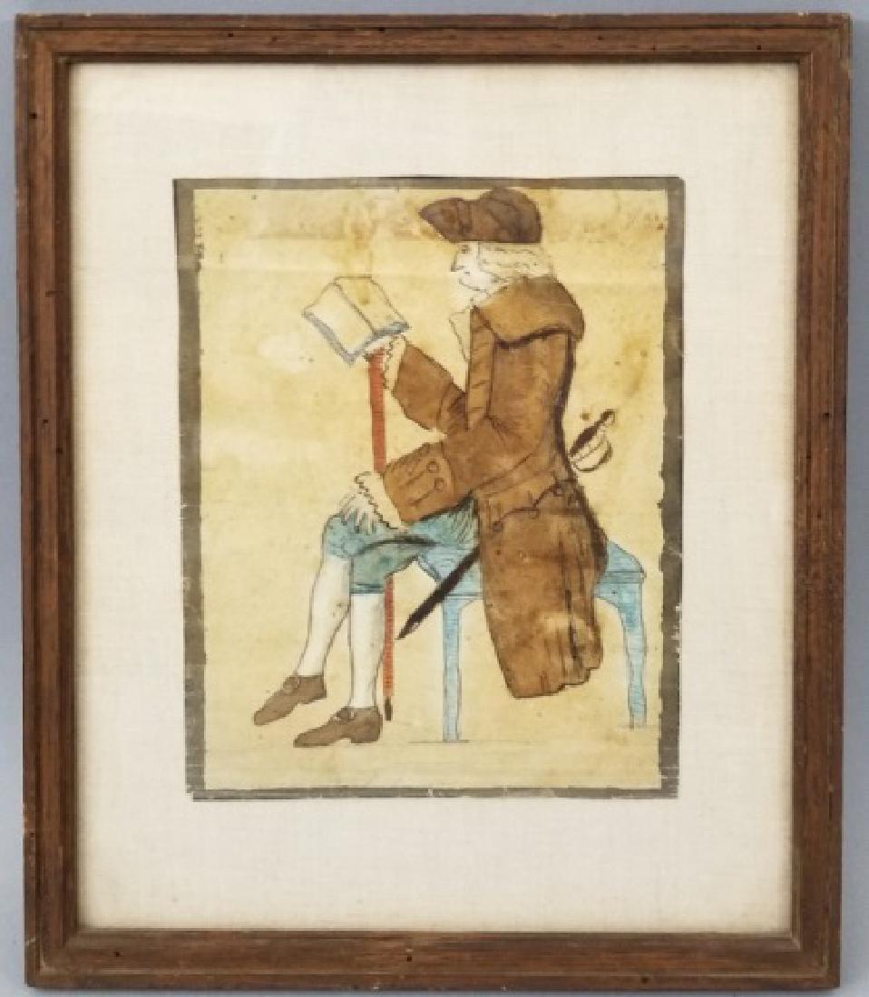 18th C Watercolor Pencil Ink Drawing of a Man (1 of 8)