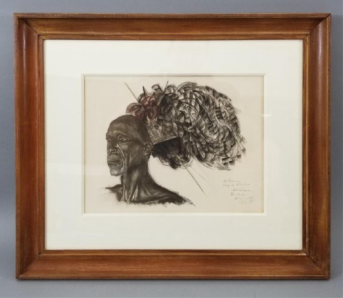 Alexandre Jakovleff Signed Drawing African Chief (1 of 8)