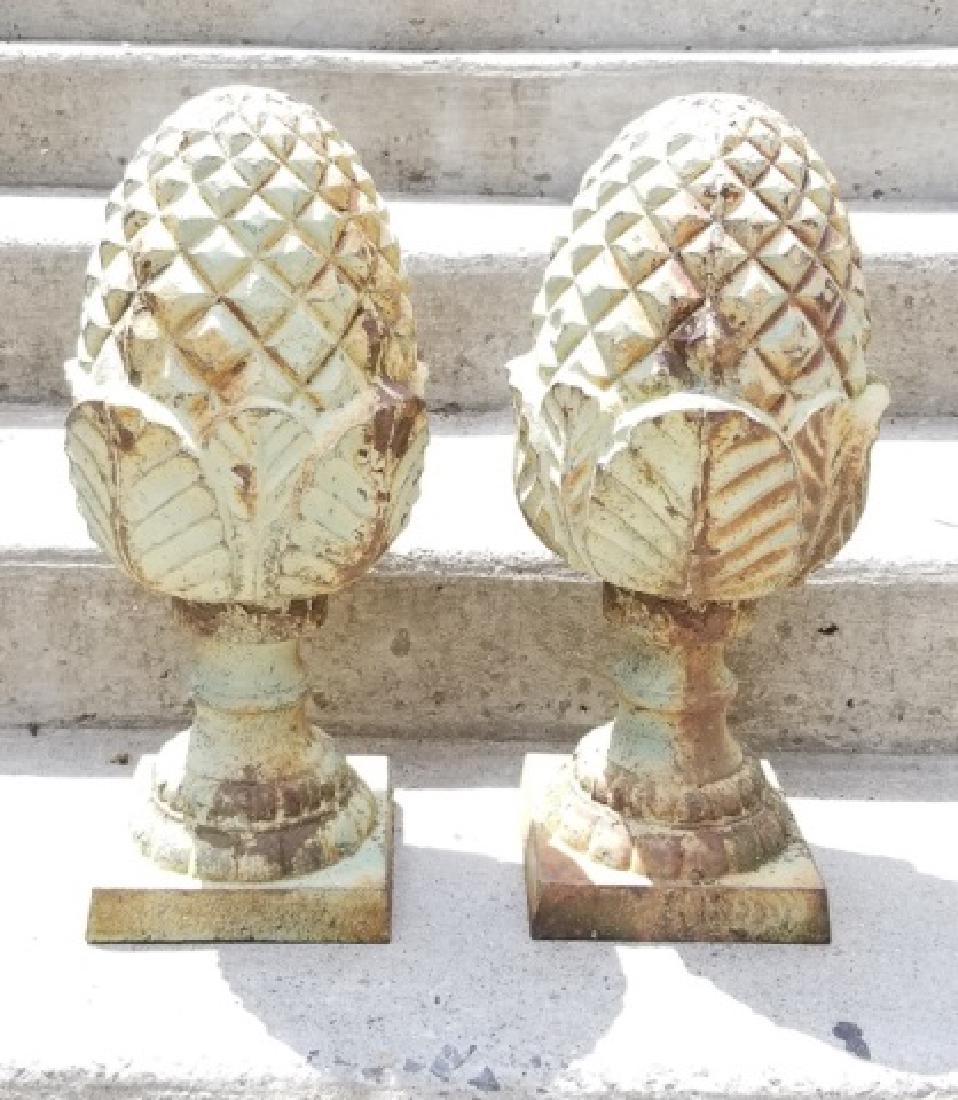 Pair of Cast Metal Outdoor Acorn Garden Statues (1 of 5)