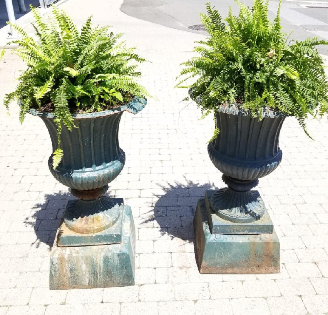 Pair of Antique Cast Neo Classical Garden Urns (1 of 8)