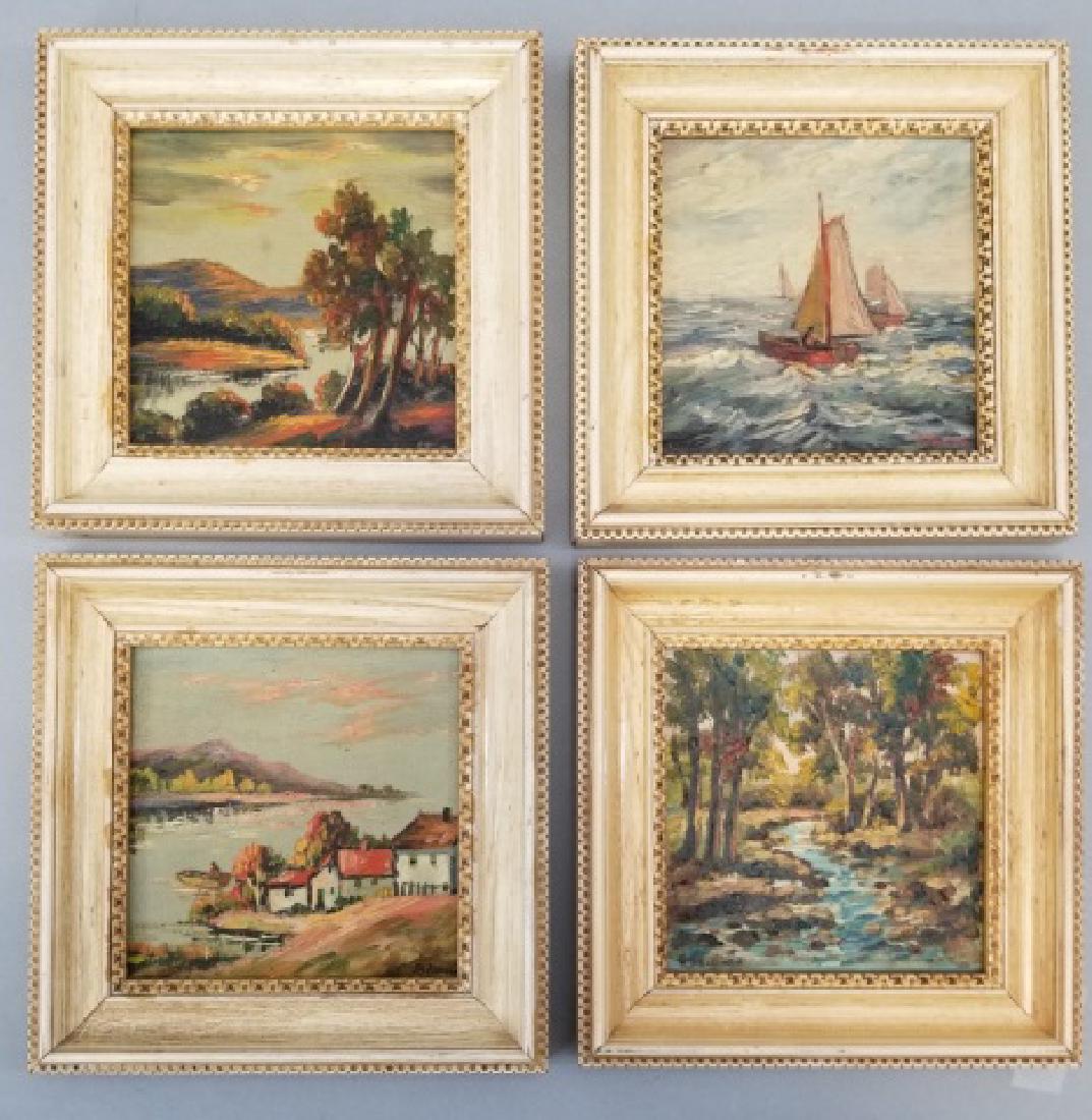Set 4 Small Oil Paintings on Board by Geo. Seidman (1 of 10)