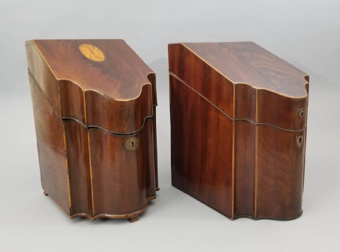 2 Mahogany Veneer Antique Hinge-Top Knife Boxes (1 of 9)