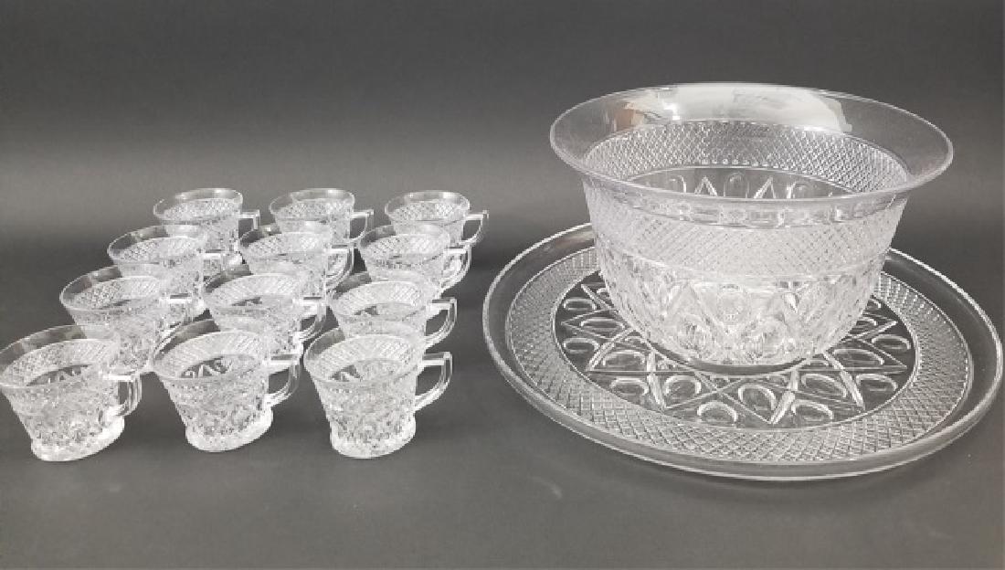Cut Glass Punch Bowl Set with 12 Glasses (1 of 10)
