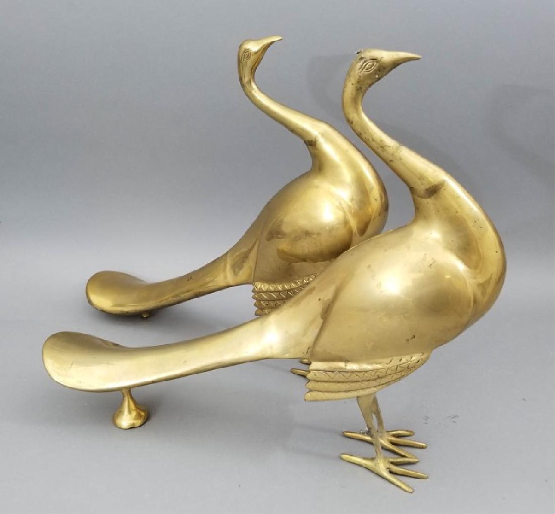 Pair Mid Century Modern Brass Peacocks (1 of 7)
