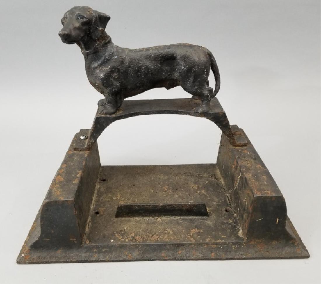 Antique 19th C Cast Iron Boot Scrape Dachshund Dog (1 of 6)