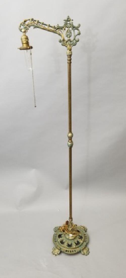 Cast Iron Floor Lamp with Copper Patina Surface (1 of 7)