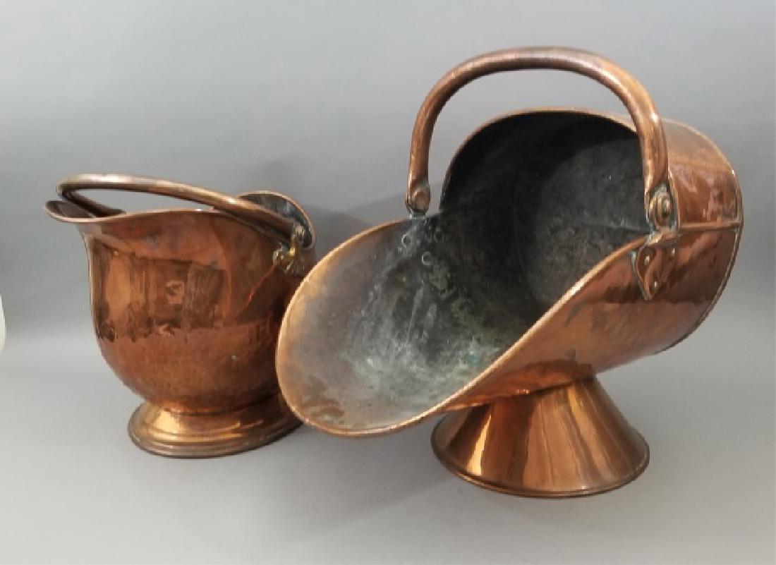 Two Large Antique Copper Fireplace Coal Scuttles (1 of 9)