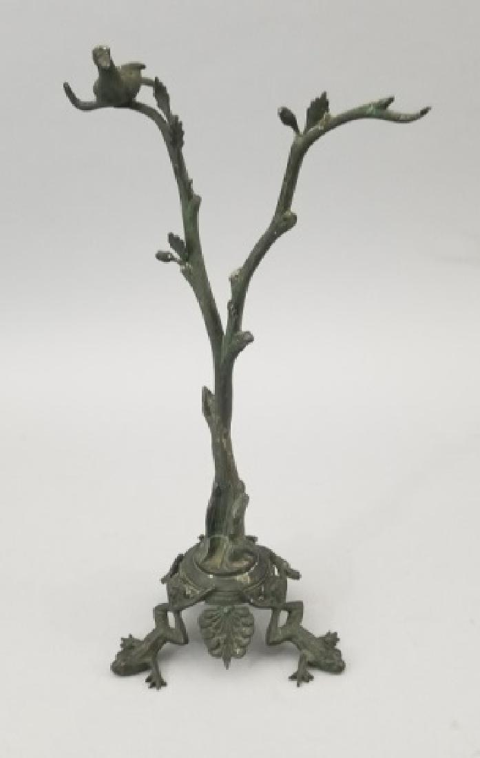 Antique Victorian Bronze Table Statue Tree w Bird (1 of 9)
