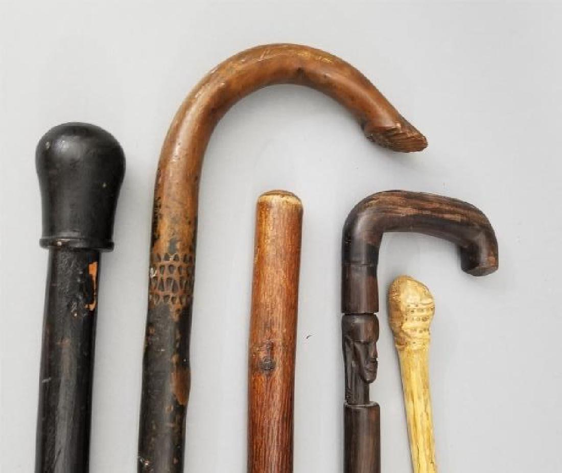 Collection Five Hand Carved Canes / Walking Sticks (1 of 11)