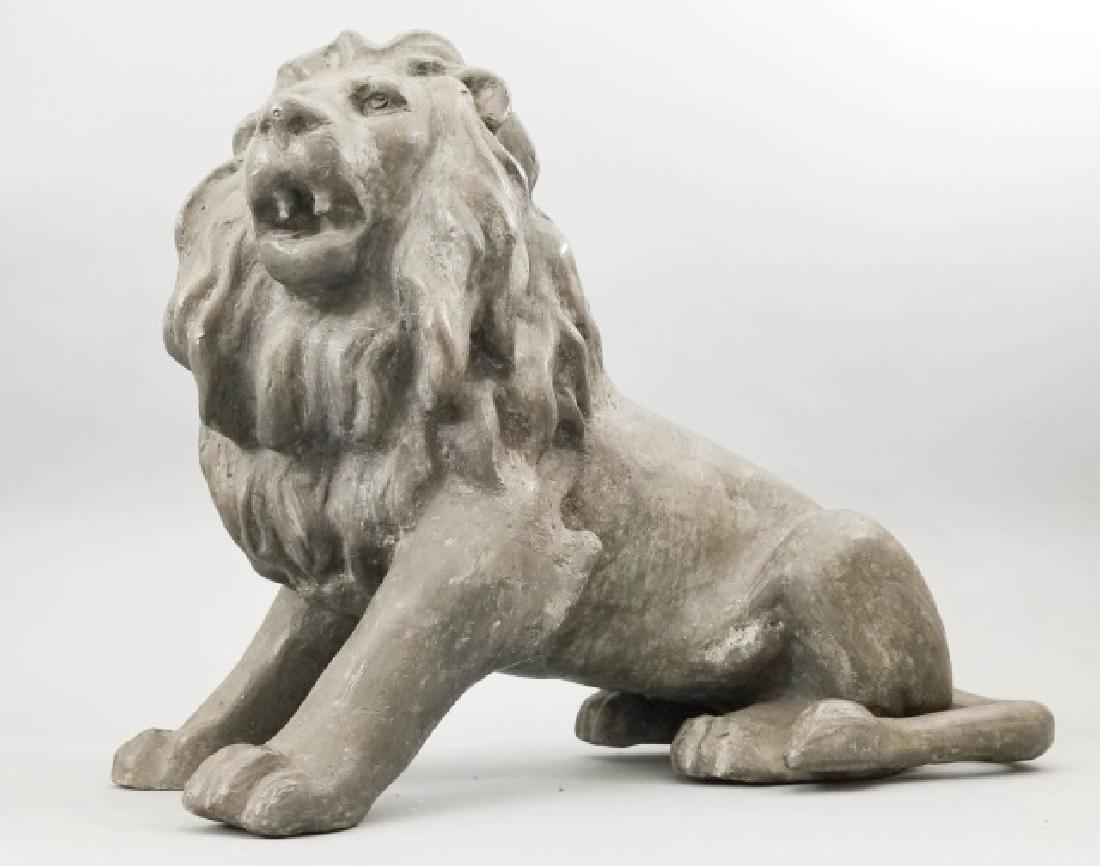 Vintage Cast Seated Iron Lion Statue (1 of 9)