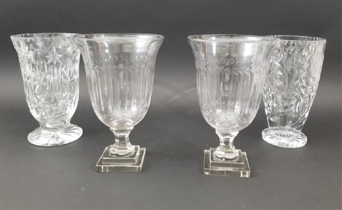 4 Cut Glass Footed Pieces, Including 1 Pair (1 of 7)