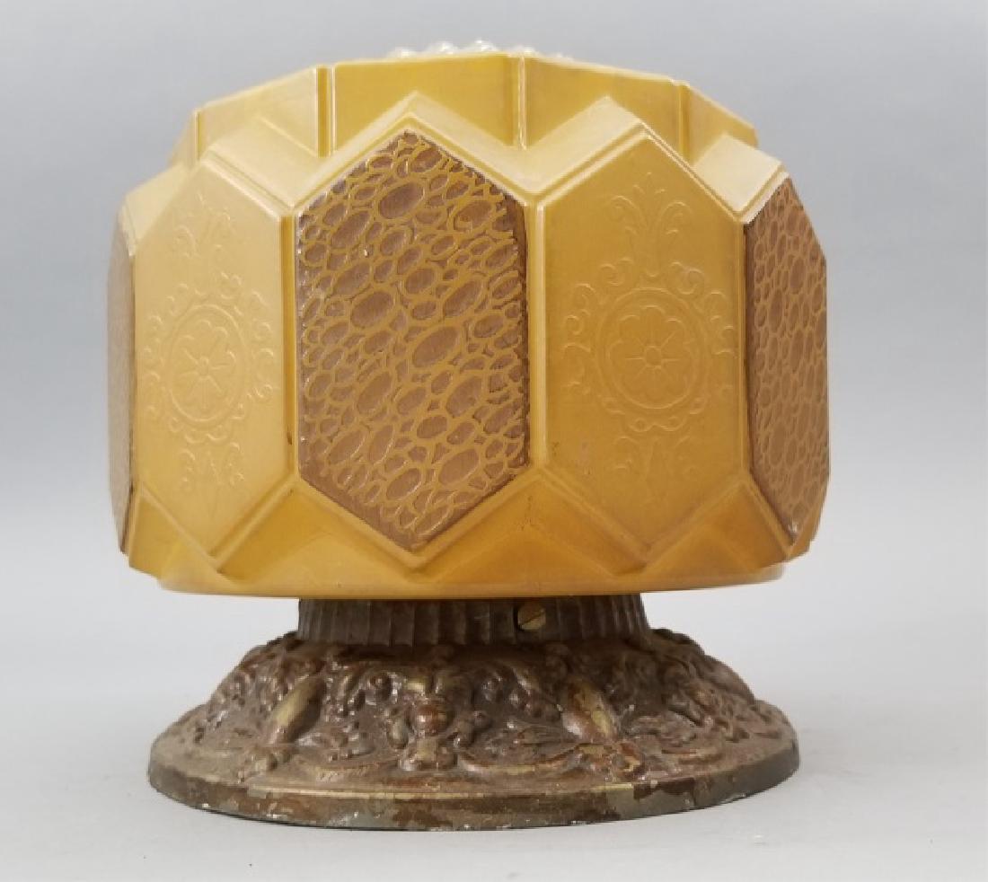 Antique Art Deco Honey & Clear Glass Lamp (1 of 6)