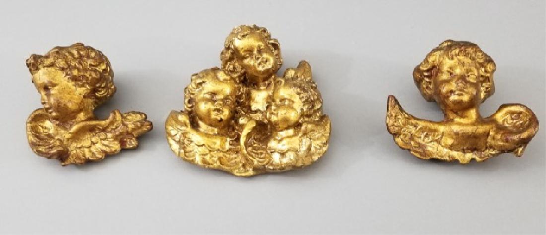 3 Gilt Wood Wall Mounted Angel or Cherub Heads (1 of 10)