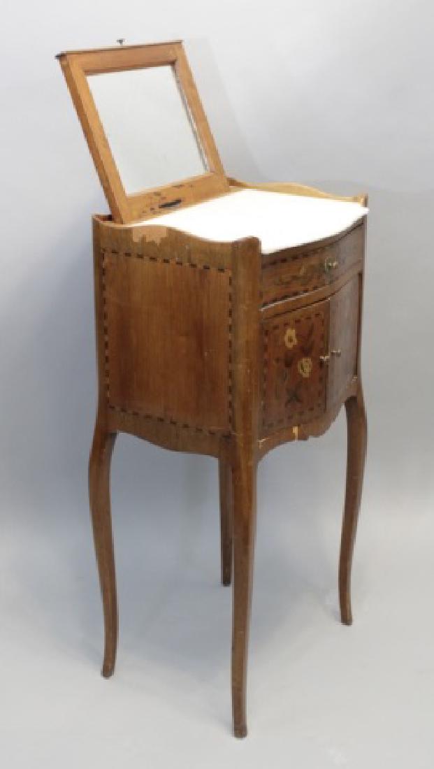 Antique Marble-Top Wood Cabinet Shaving Stand (1 of 6)