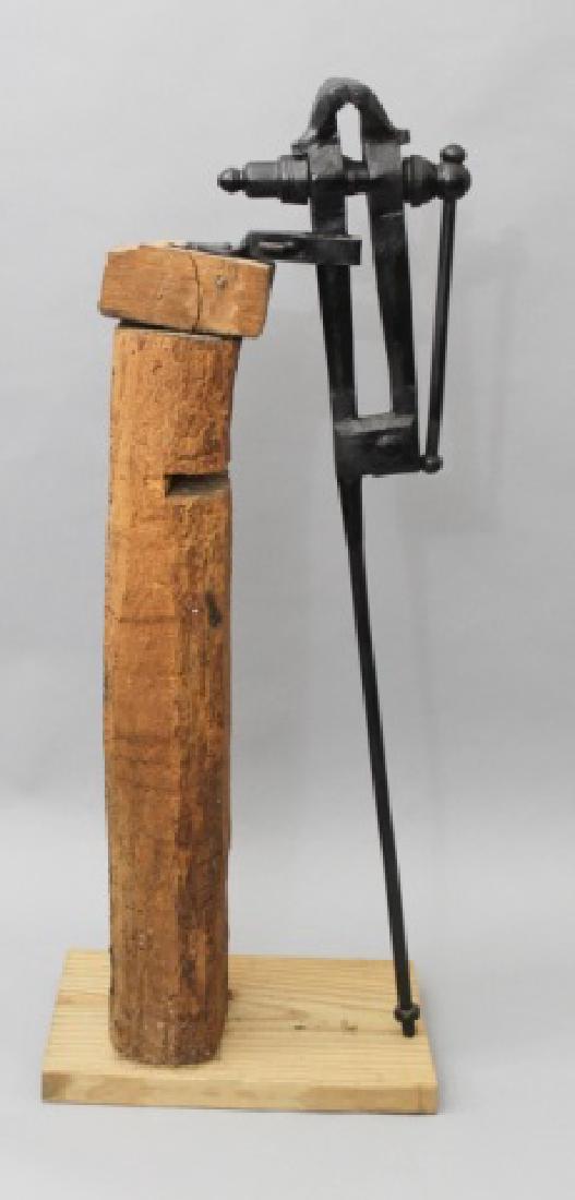 Large Rustic Black Clamp on Rough Wood Base (1 of 4)