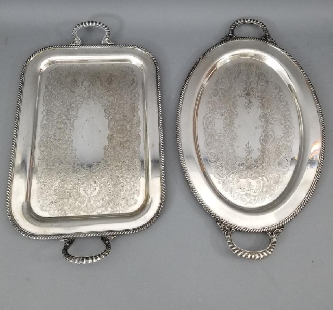 Two Large Silver Plate Serving Platters / Trays (1 of 9)